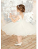 Ivory Lace Tulle Flower Girl Dress With Mint Sash